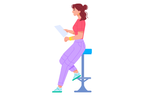 Download Pretty Woman Sit on Bar Chair with Paper - Pretty Collection