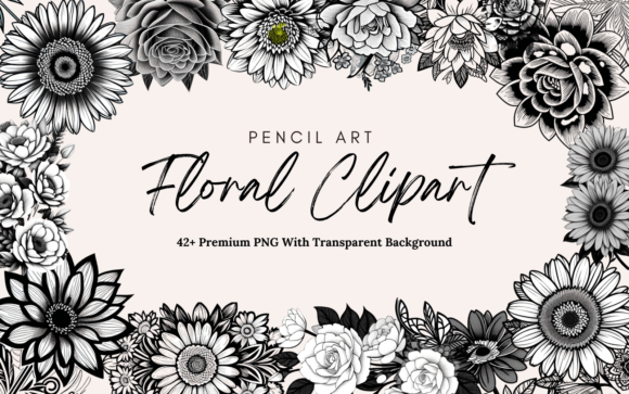 Download Pencil Art Floral Premium PNG Clipart - Pencil Collection