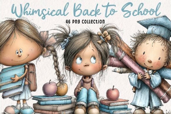 Download Whimsical Back to School Kids Clipart - School Collection
