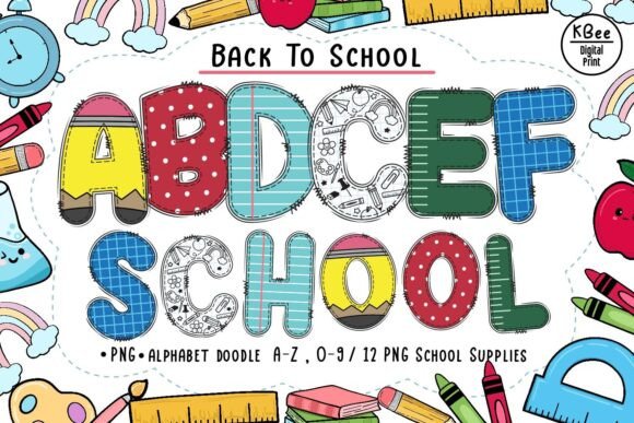 Download Back to School Doodle Alphabet Letters - School Collection