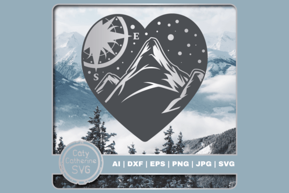Download Mountains &amp; Compass Love Heart SVG - Love Collection
