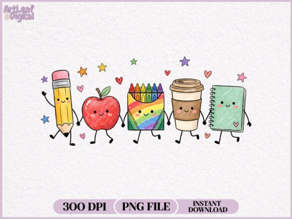 Download Back to School Friends Supplies PNG - School Collection