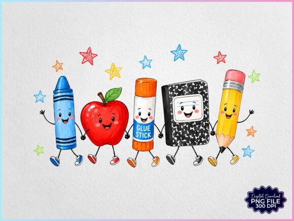 Download Back to School Cartoon Supplies PNG - School Collection