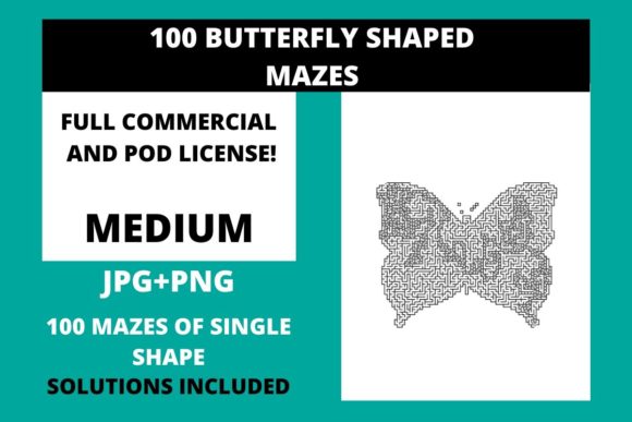 Download 100 Medium Butterfly Shaped Mazes - Medium Collection
