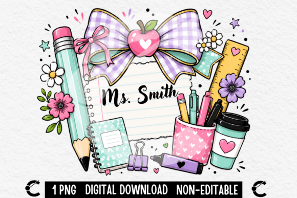 Download Custom Teacher Name Purple Coquette Bow - Premium Bundle